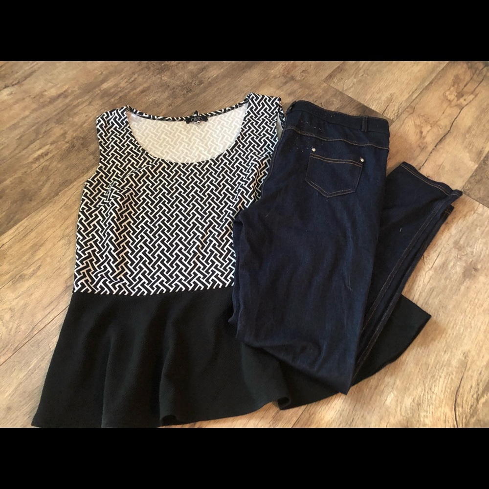 Geometric Print Peplum Top